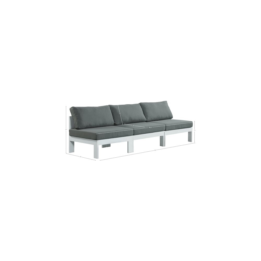 Nizuc Grey Water Resistant Fabric Outdoor Patio Modular Sofa