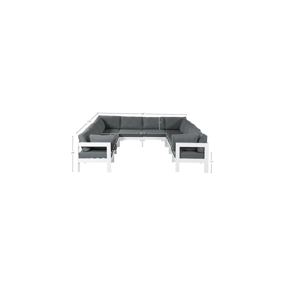 Nizuc Grey Water Resistant Fabric Outdoor Patio Modular Sectional