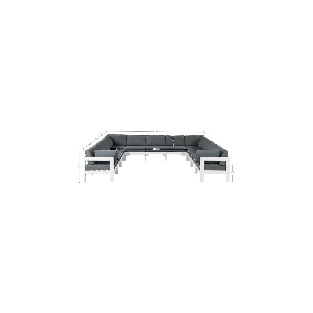 Nizuc Grey Water Resistant Fabric Outdoor Patio Modular Sectional