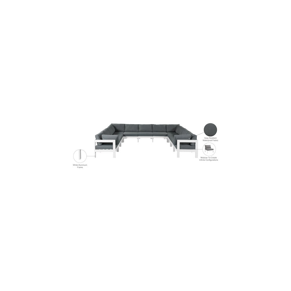 Nizuc Grey Water Resistant Fabric Outdoor Patio Modular Sectional