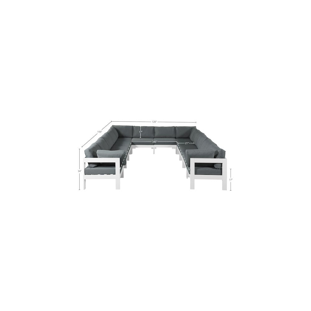 Nizuc Grey Water Resistant Fabric Outdoor Patio Modular Sectional