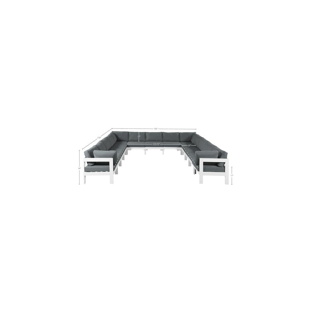 Nizuc Grey Water Resistant Fabric Outdoor Patio Modular Sectional