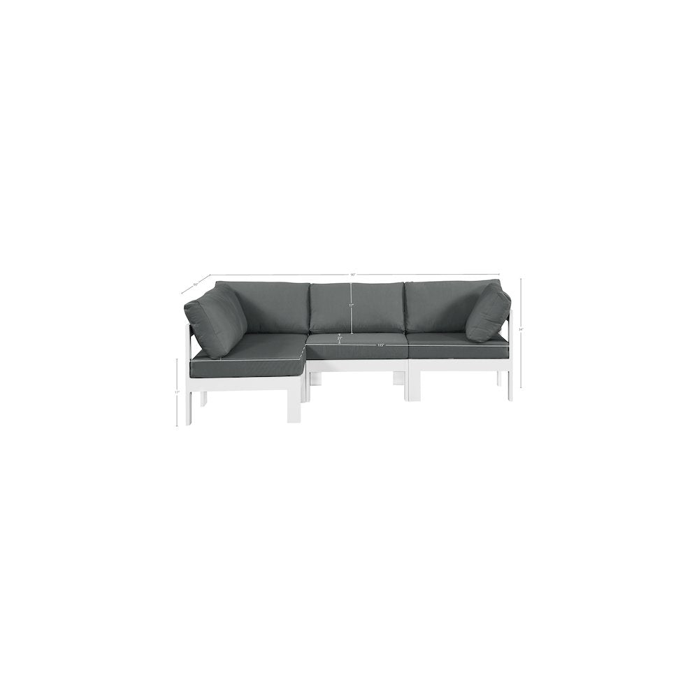 Nizuc Grey Water Resistant Fabric Outdoor Patio Modular Sectional