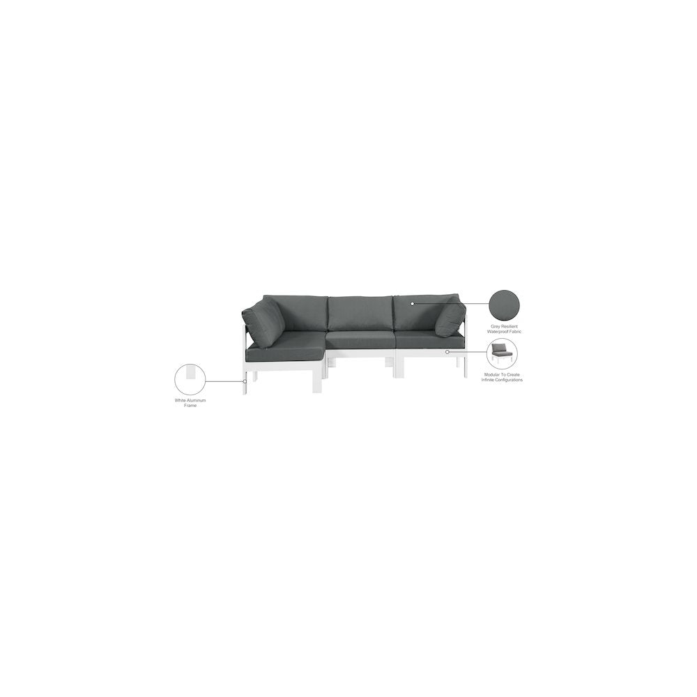 Nizuc Grey Water Resistant Fabric Outdoor Patio Modular Sectional