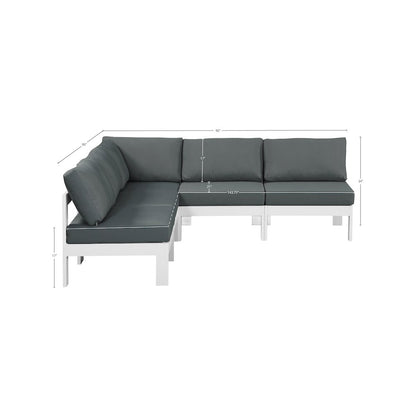 Nizuc Grey Water Resistant Fabric Outdoor Patio Modular Sectional