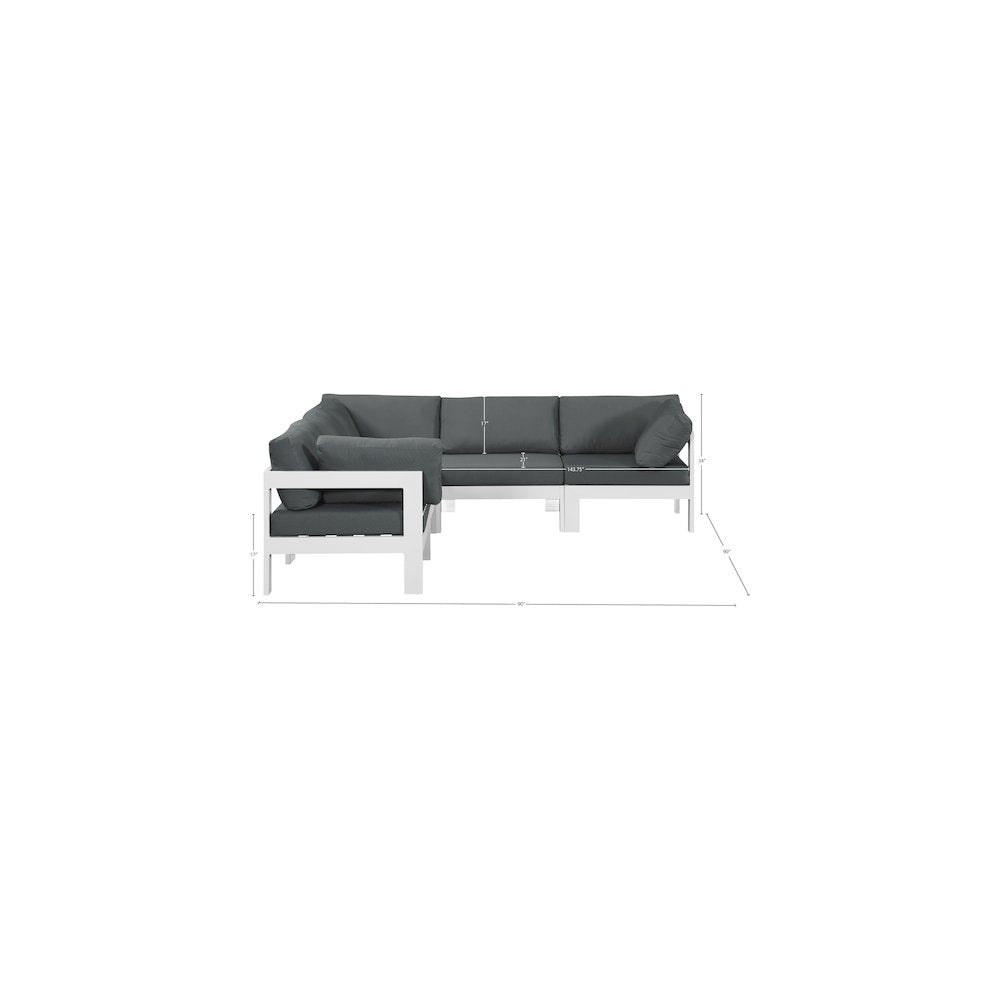 Nizuc Grey Water Resistant Fabric Outdoor Patio Modular Sectional