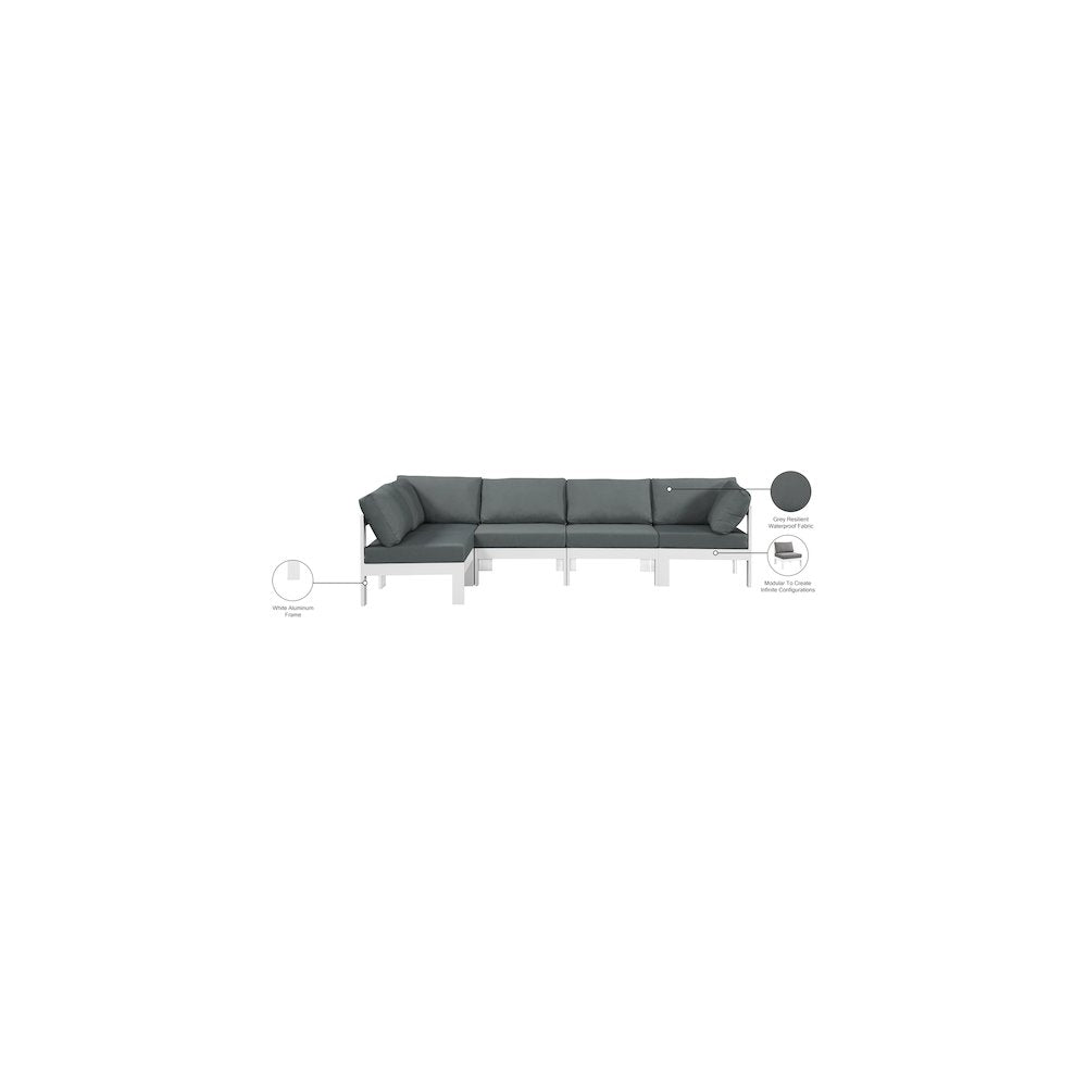 Nizuc Grey Water Resistant Fabric Outdoor Patio Modular Sectional