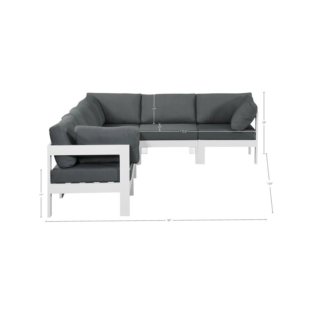 Nizuc Grey Water Resistant Fabric Outdoor Patio Modular Sectional