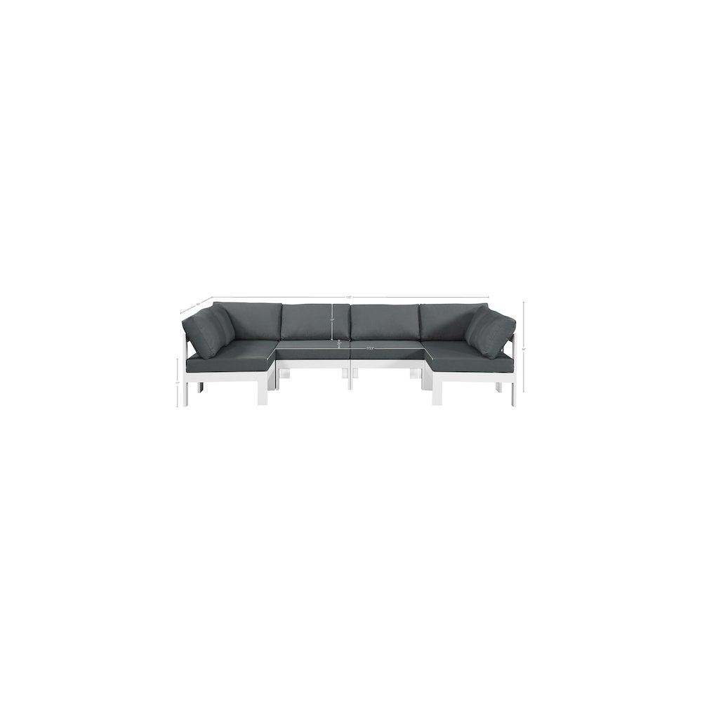 Nizuc Grey Water Resistant Fabric Outdoor Patio Modular Sectional