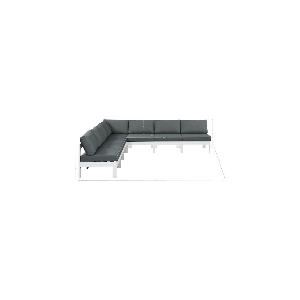 Nizuc Grey Water Resistant Fabric Outdoor Patio Modular Sectional
