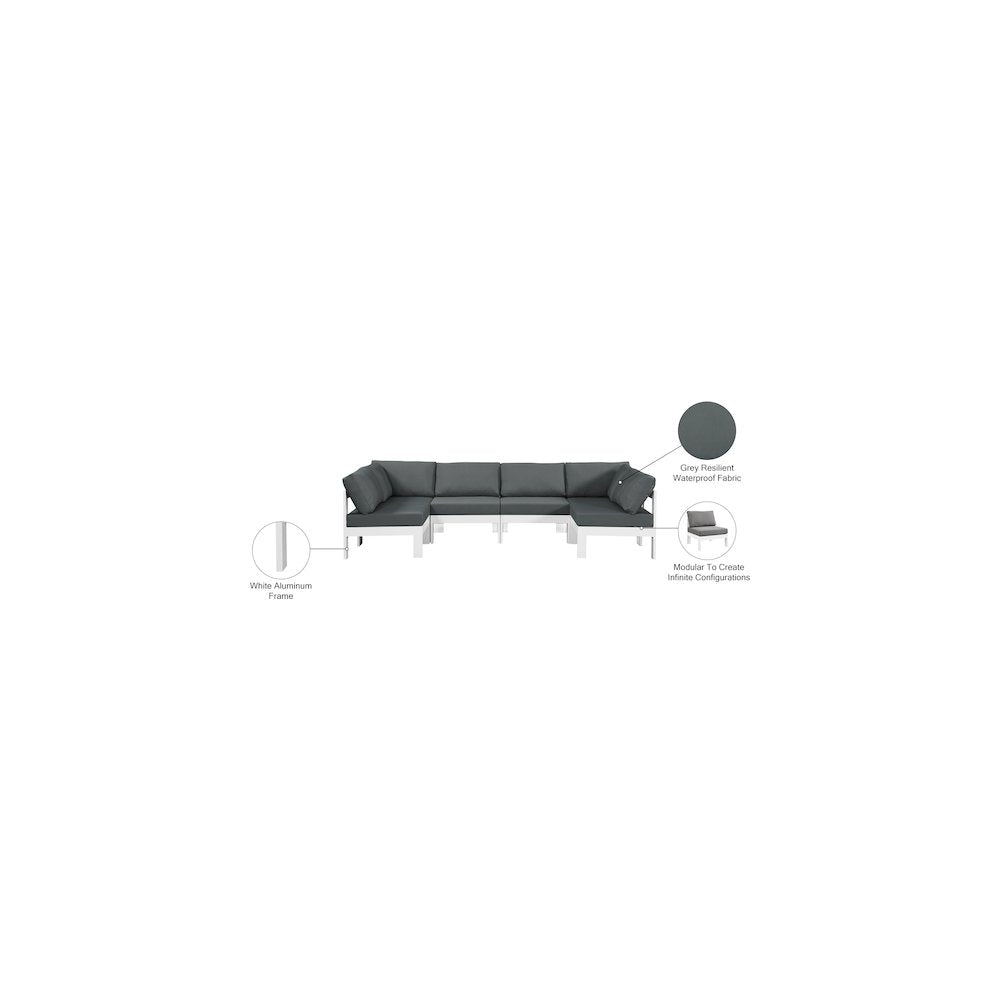 Nizuc Grey Water Resistant Fabric Outdoor Patio Modular Sectional