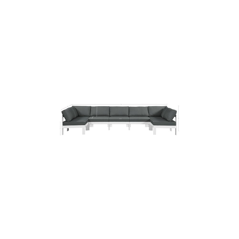 Nizuc Grey Water Resistant Fabric Outdoor Patio Modular Sectional