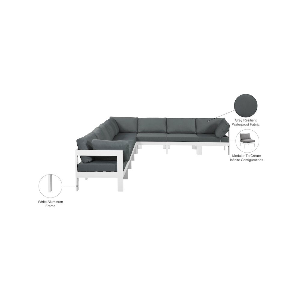Nizuc Grey Water Resistant Fabric Outdoor Patio Modular Sectional