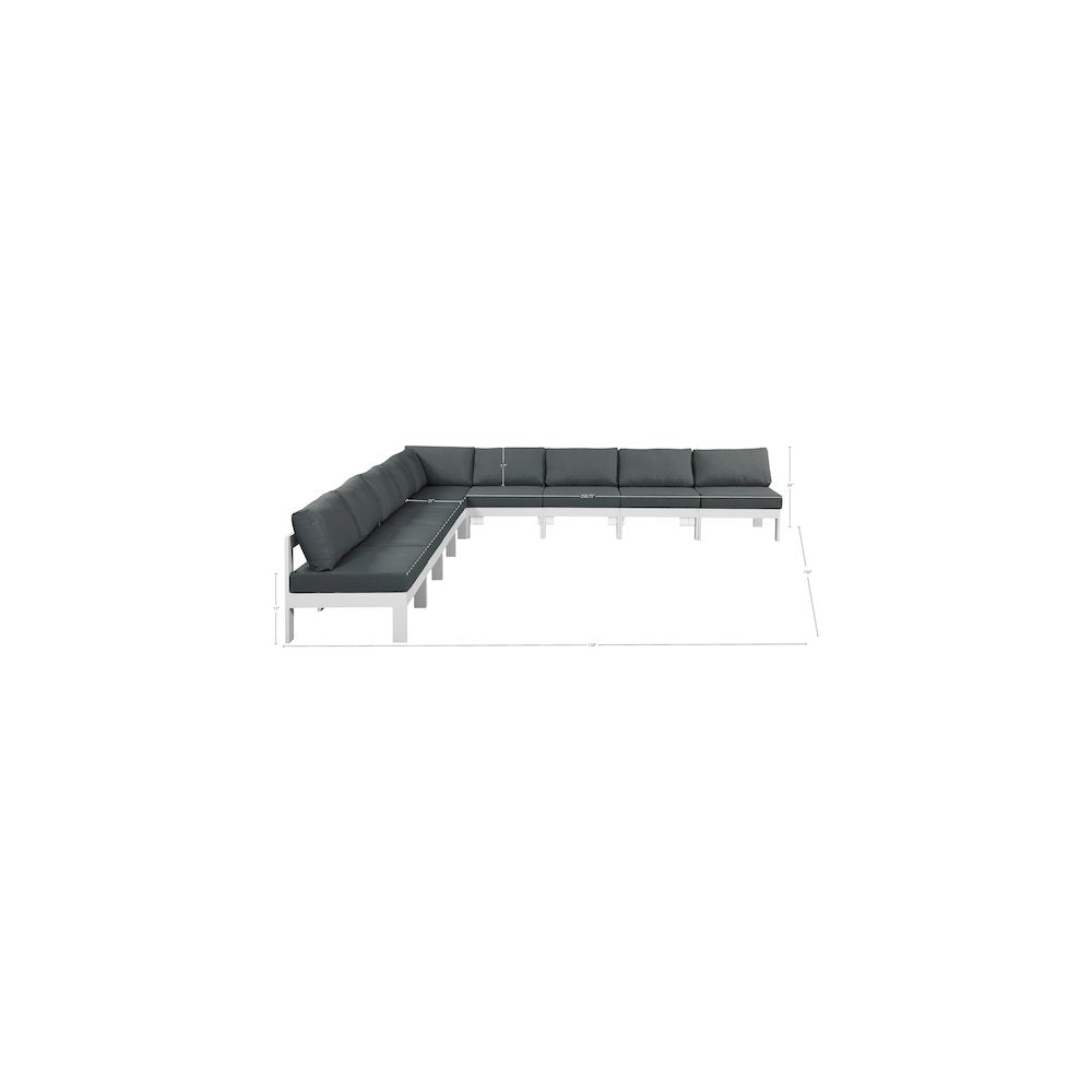 Nizuc Grey Water Resistant Fabric Outdoor Patio Modular Sectional