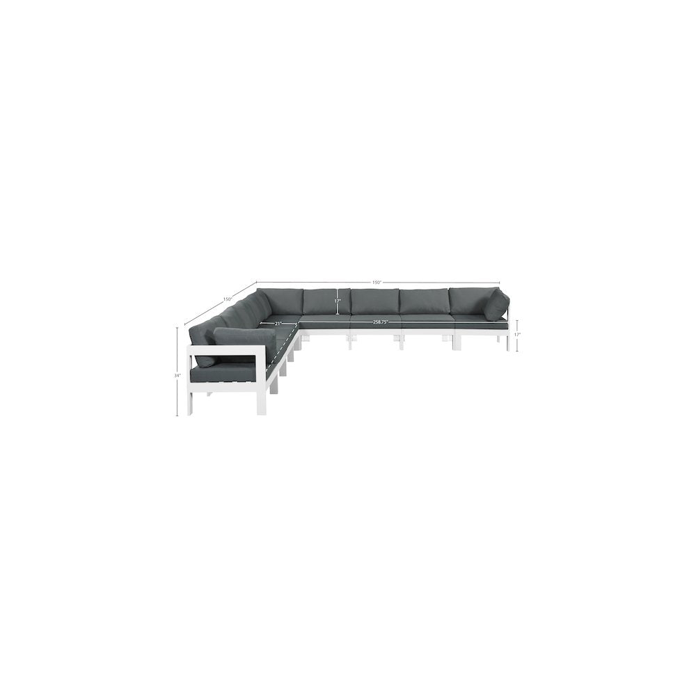 Nizuc Grey Water Resistant Fabric Outdoor Patio Modular Sectional