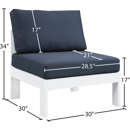 Nizuc Navy Water Resistant Fabric Outdoor Patio Aluminum Armless Chair