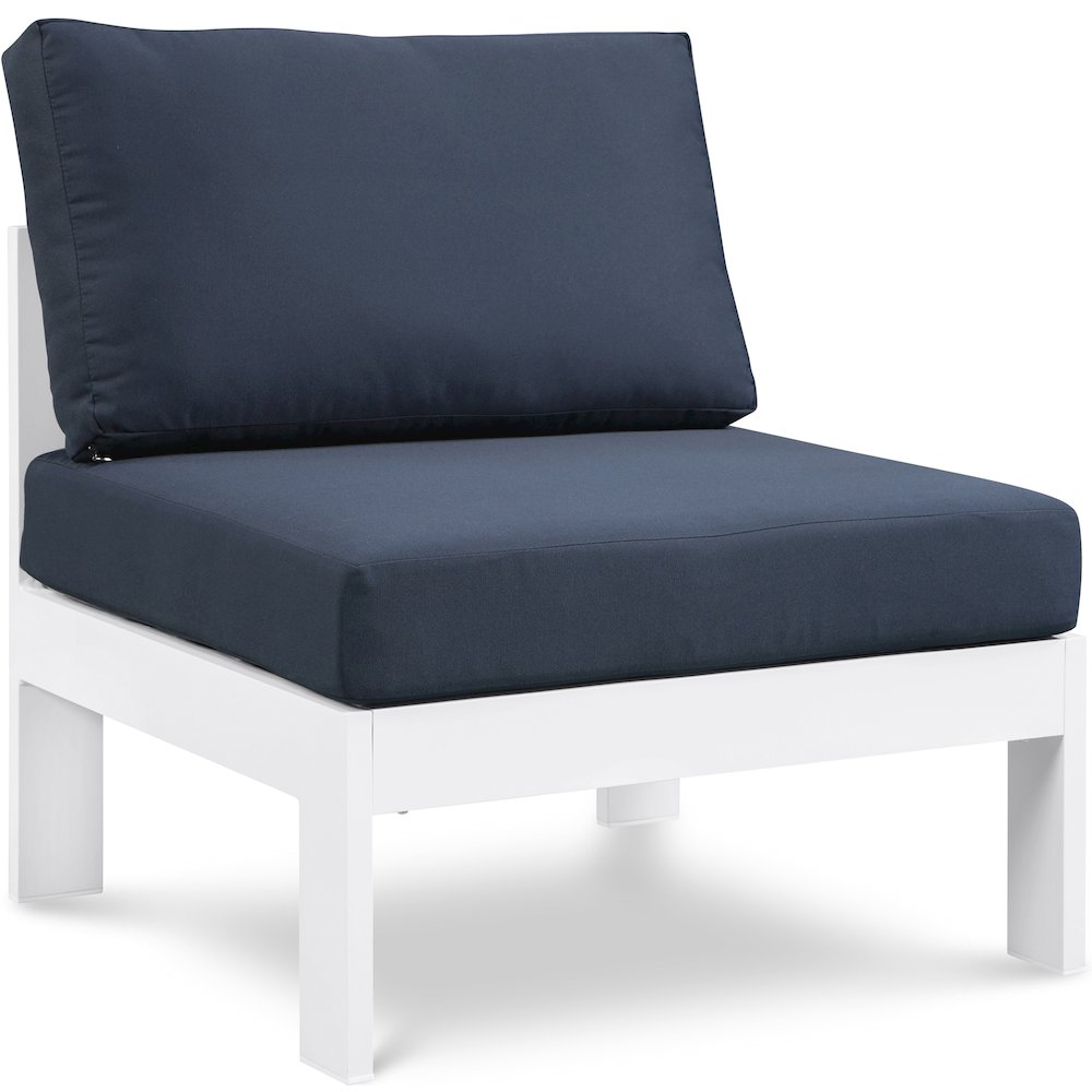 Nizuc Navy Water Resistant Fabric Outdoor Patio Aluminum Armless Chair