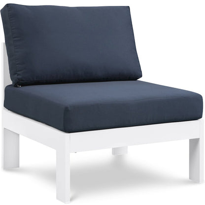 Nizuc Navy Water Resistant Fabric Outdoor Patio Aluminum Armless Chair