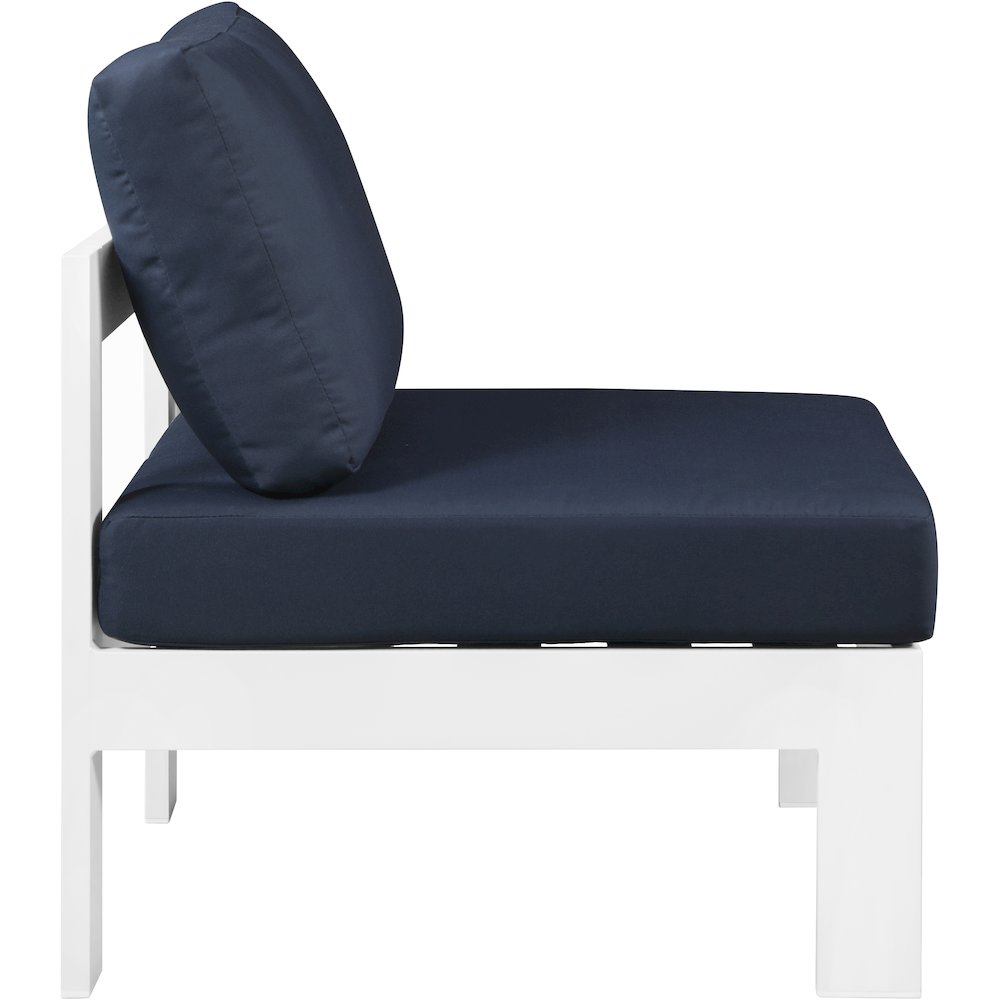 Nizuc Navy Water Resistant Fabric Outdoor Patio Aluminum Armless Chair