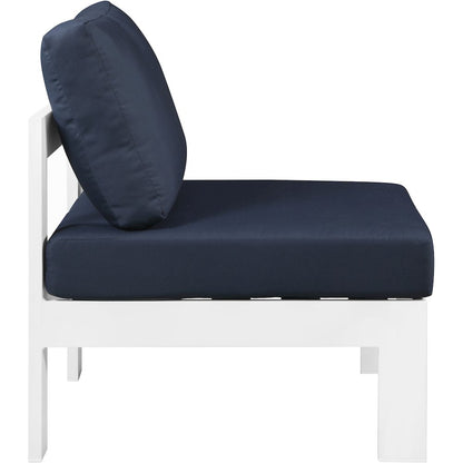 Nizuc Navy Water Resistant Fabric Outdoor Patio Aluminum Armless Chair