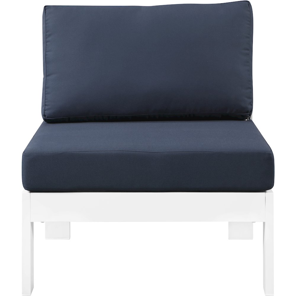 Nizuc Navy Water Resistant Fabric Outdoor Patio Aluminum Armless Chair