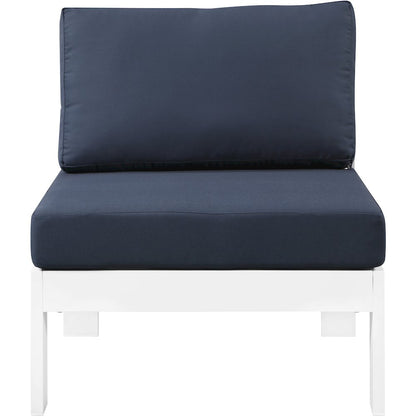 Nizuc Navy Water Resistant Fabric Outdoor Patio Aluminum Armless Chair