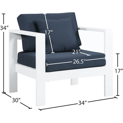 Nizuc Navy Water Resistant Fabric Outdoor Patio Aluminum Arm Chair