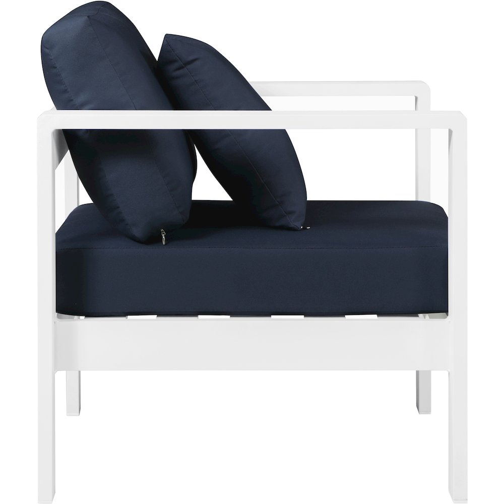 Nizuc Navy Water Resistant Fabric Outdoor Patio Aluminum Arm Chair