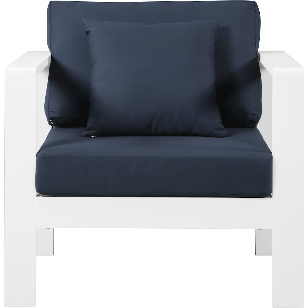Nizuc Navy Water Resistant Fabric Outdoor Patio Aluminum Arm Chair