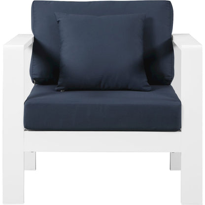 Nizuc Navy Water Resistant Fabric Outdoor Patio Aluminum Arm Chair