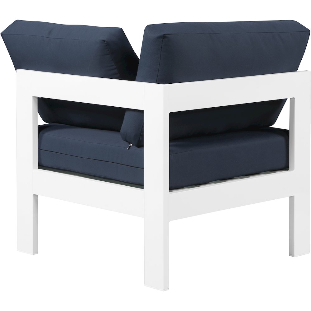 Nizuc Navy Water Resistant Fabric Outdoor Patio Aluminum Corner Chair