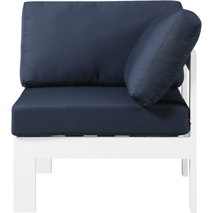 Nizuc Navy Water Resistant Fabric Outdoor Patio Aluminum Corner Chair