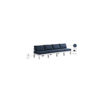 Nizuc Navy Water Resistant Fabric Outdoor Patio Modular Sofa