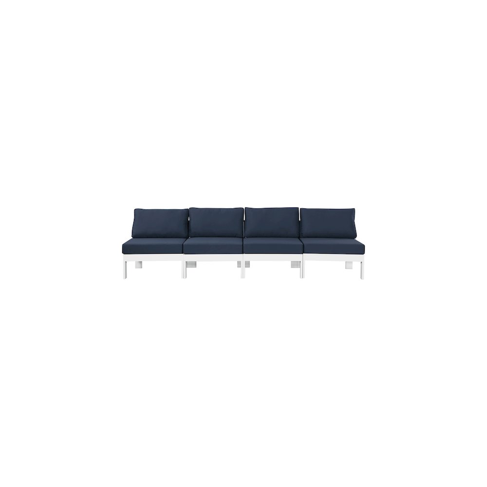 Nizuc Navy Water Resistant Fabric Outdoor Patio Modular Sofa