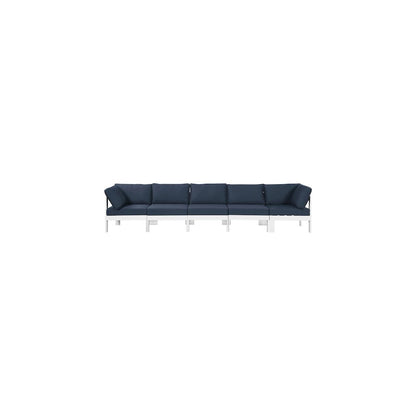 Nizuc Navy Water Resistant Fabric Outdoor Patio Modular Sofa