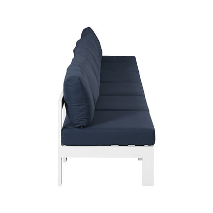 Nizuc Navy Water Resistant Fabric Outdoor Patio Modular Sofa