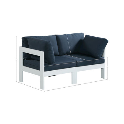 Nizuc Navy Water Resistant Fabric Outdoor Patio Modular Sofa