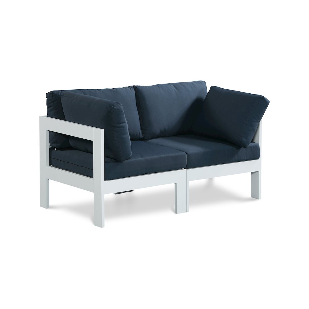 Nizuc Navy Water Resistant Fabric Outdoor Patio Modular Sofa