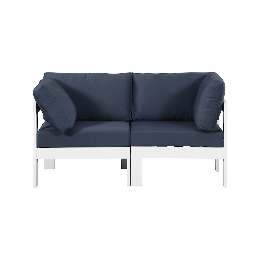 Nizuc Navy Water Resistant Fabric Outdoor Patio Modular Sofa