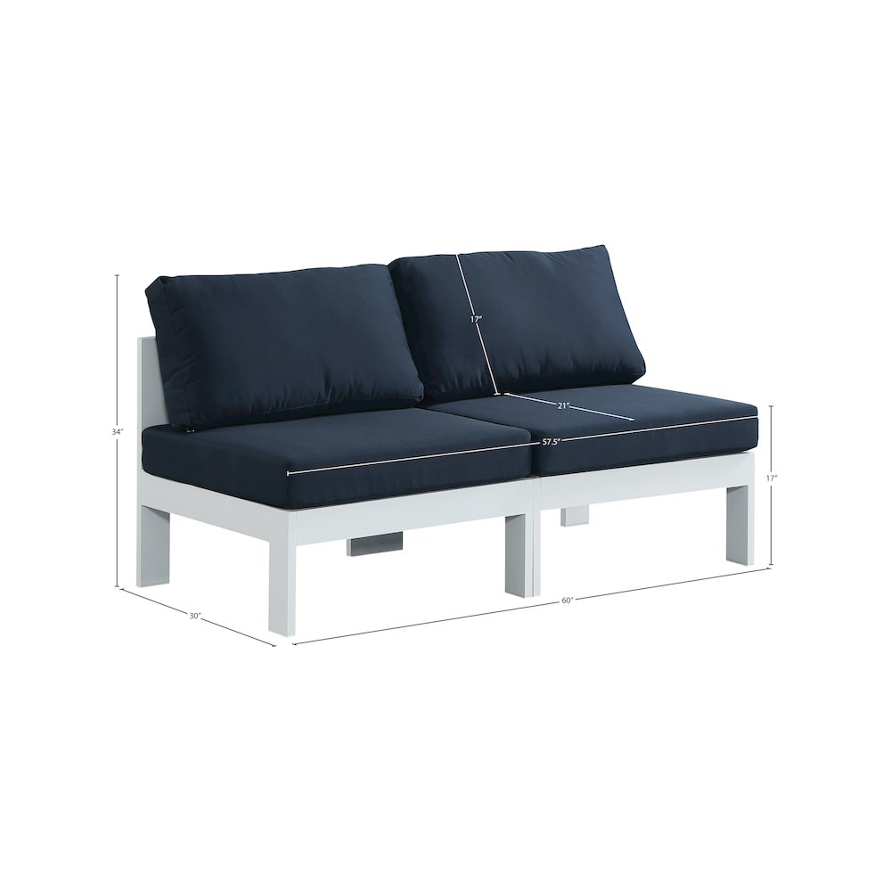 Nizuc Navy Water Resistant Fabric Outdoor Patio Modular Sofa