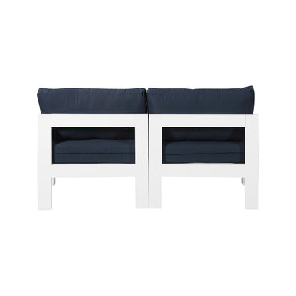Nizuc Navy Water Resistant Fabric Outdoor Patio Modular Sofa