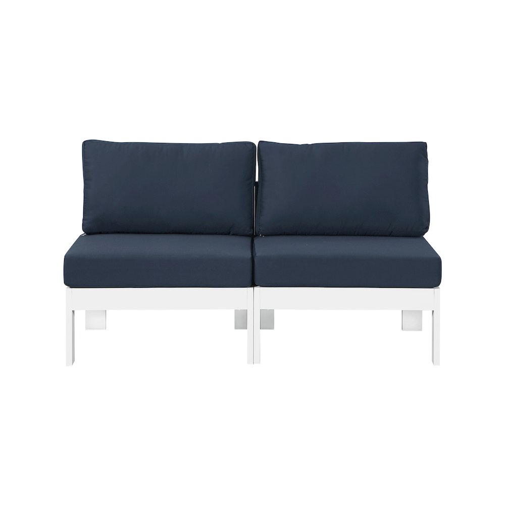 Nizuc Navy Water Resistant Fabric Outdoor Patio Modular Sofa