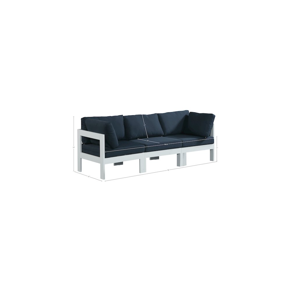 Nizuc Navy Water Resistant Fabric Outdoor Patio Modular Sofa