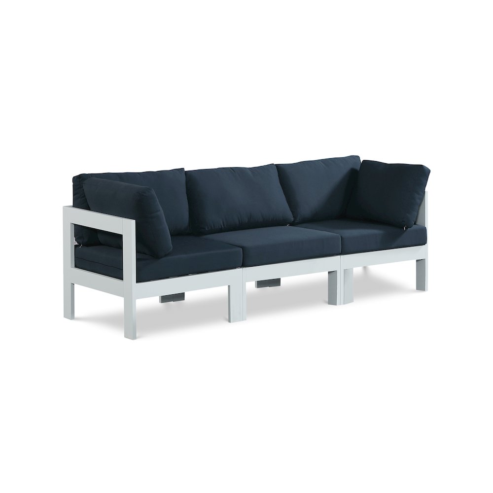 Nizuc Navy Water Resistant Fabric Outdoor Patio Modular Sofa