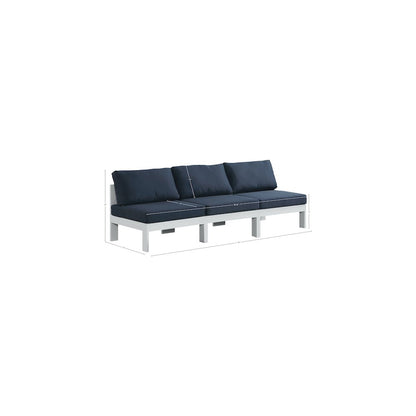 Nizuc Navy Water Resistant Fabric Outdoor Patio Modular Sofa