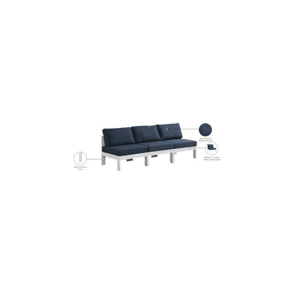 Nizuc Navy Water Resistant Fabric Outdoor Patio Modular Sofa