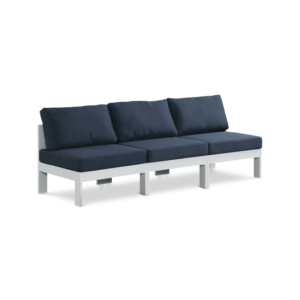 Nizuc Navy Water Resistant Fabric Outdoor Patio Modular Sofa