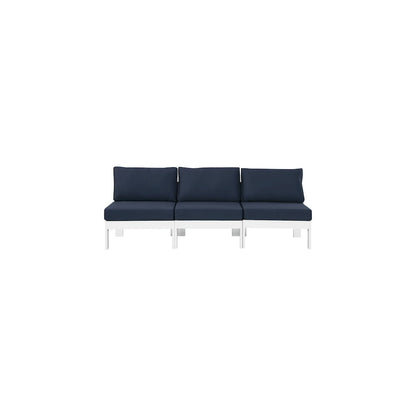 Nizuc Navy Water Resistant Fabric Outdoor Patio Modular Sofa