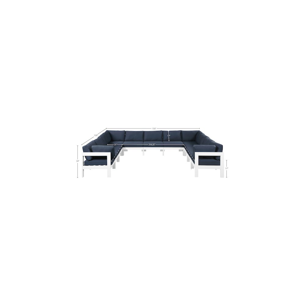 Nizuc Navy Water Resistant Fabric Outdoor Patio Modular Sectional