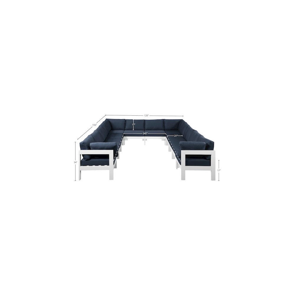 Nizuc Navy Water Resistant Fabric Outdoor Patio Modular Sectional